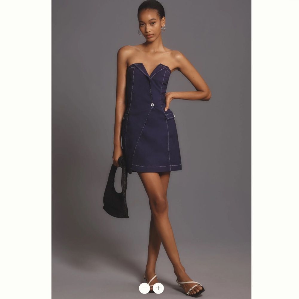 Anthropologie Maeve Strapless Linen Mini Dress